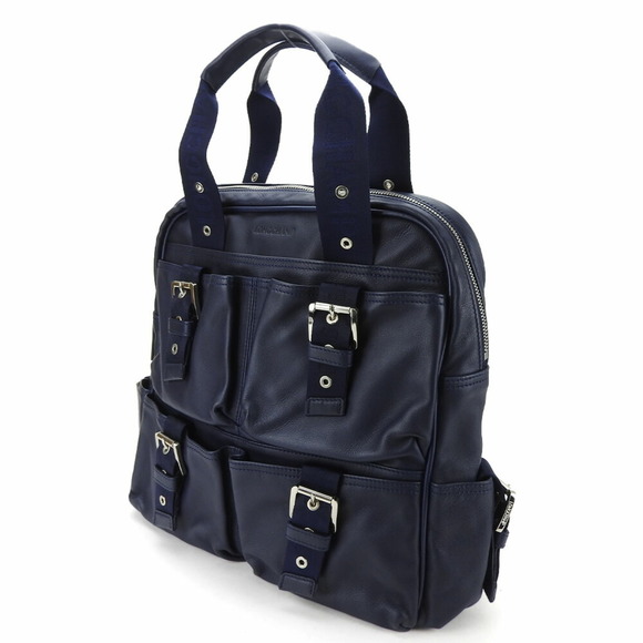 Longchamp Handbag Leather Navy Ladies - Picture 2 of 11